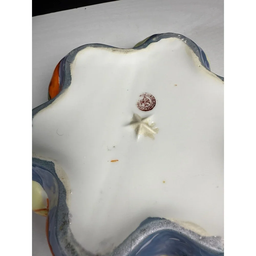 Vintage SEIEI And Co. Lusterware Figural Goose Bowl Japan 9 Inches 1930's Swans